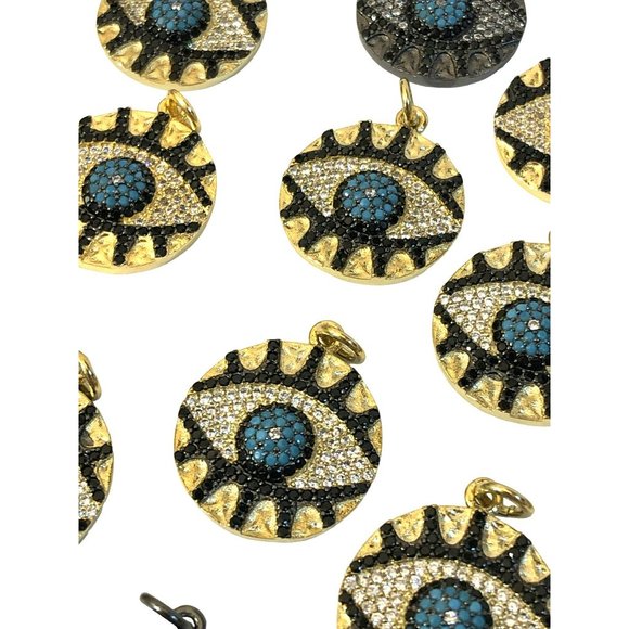 Trendy New Pave CZ Evil Eye Pendant Necklace Pendant Women's Jewelry - Picture 2 of 3